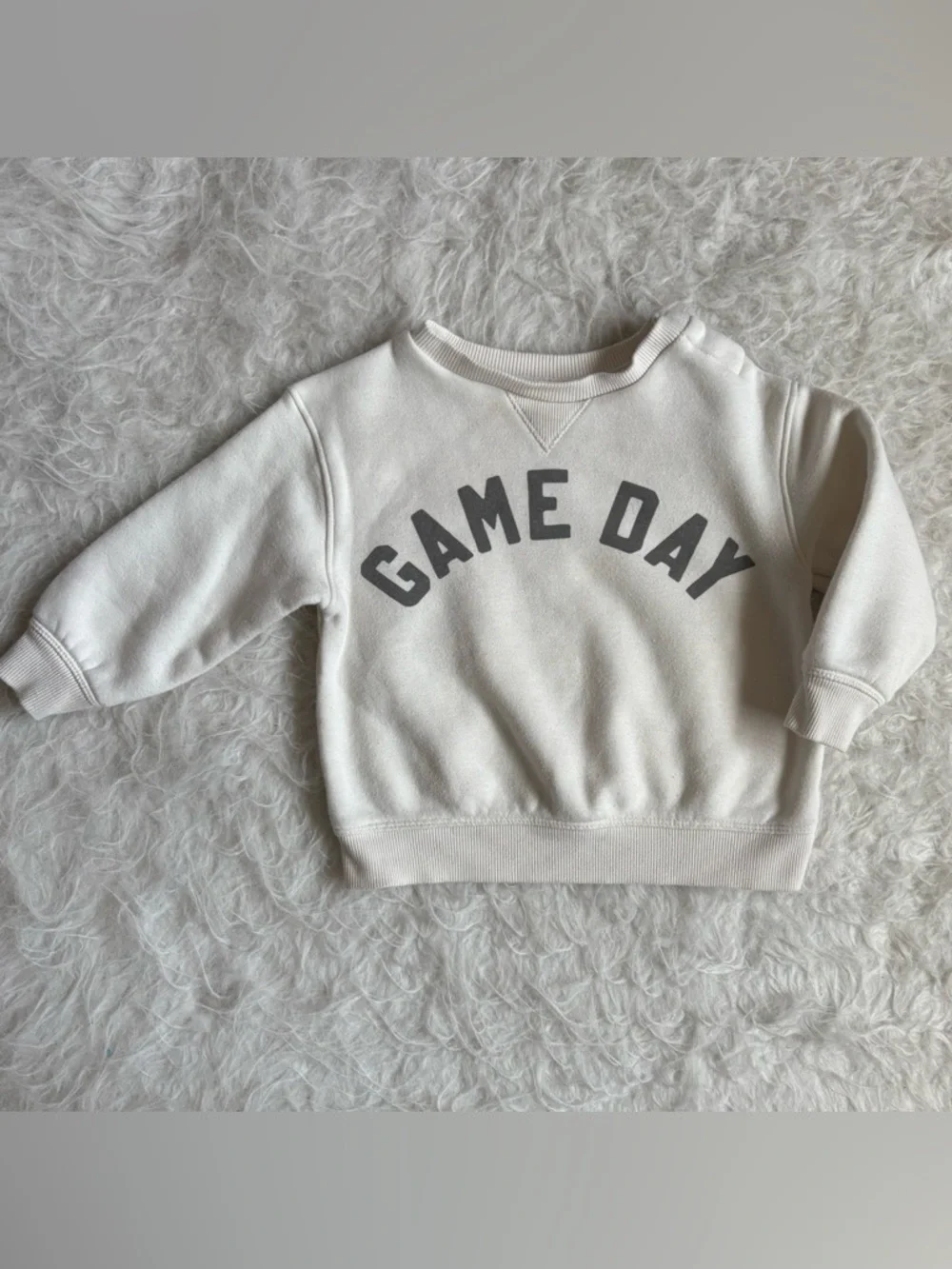 Little Co. Toddler Festive, Minimalist 'Game Day' Cozy Cream Sweatshirt